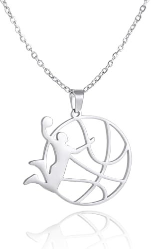 SIPURIS Sprots Herren-Halskette mit Anhänger, Fußball, Basketball, Volleyball, Baseball, Hip-Hop, Sportschmuck, Edelstahl, Kein Edelstein