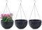WOWEI Lot de 3 Pots de Fleurs Suspendus avec Nchaînes en Acier Inoxydable Pot Suspendu Plante avec Réservoir d'eau et Trou de Drainage Intérieur Exterieur Balcon et Jardiniere Suspendue (Noir, L)