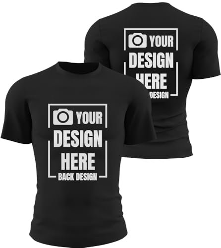 KYZMZ Custom T Shirts-Customized Unisex Crewneck Tee Shirt Design your Own Image Text Logo Printed Front/Back Personalized Crewneck Tee Shirt - Customize Your Image, Text & Photo Customized Shirts