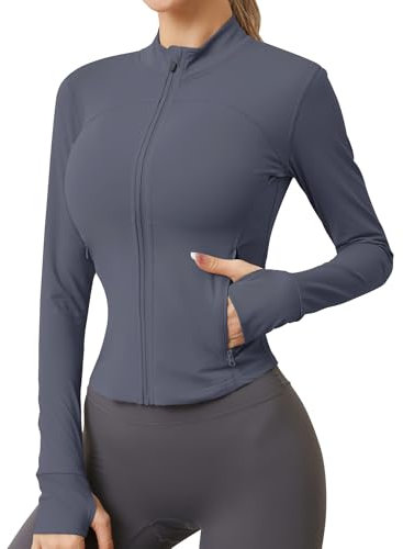 IECCP Yoga Tops for Women UK Activewear Gym T-Shirts Long Sleeve Sport Workout Fitness Clothes Exercise Shirts & Tees Darkgrey Blue XL
