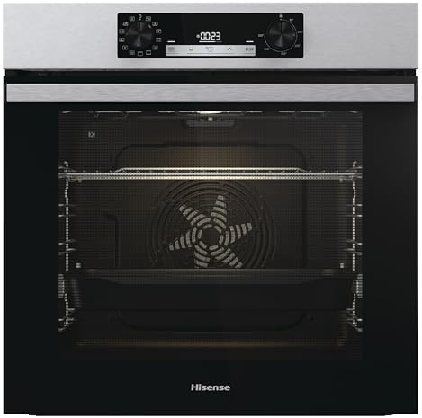 Hisense BI64213E15PX-Horno Multifunción, Horno electrico empotrable, 77L, Auto-limpieza Pirolítica, Modo cocción vapor, Guía telescópica pirolizable, Modo cocción Air fry, Pizza, Calentamiento rápido