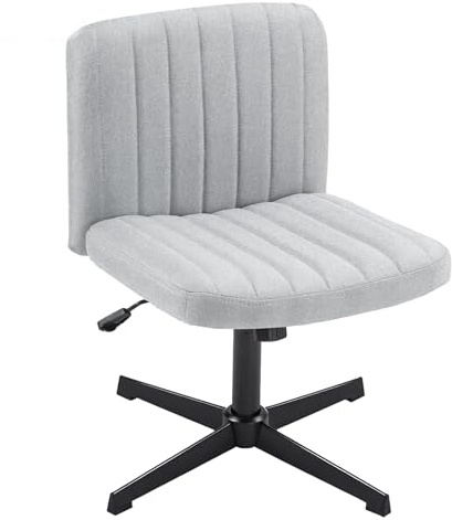 Panana Office Chair for Home Mid-Back No Wheels Fabric Padded Seat Chair Armless Seat Height Adjust Gas Lift Chair (Grey)