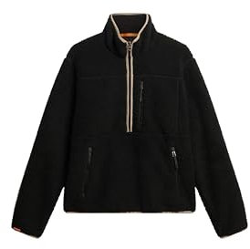 Superdry Herren Outdoor Sherpa-Fleece mit Halbreißverschluss Kontrastierendes Schwarz M