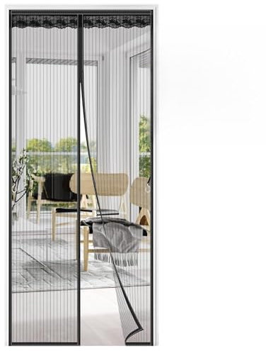 Mosquitera magnética para puerta de balcón, 90 x 210 cm, cierre automático, antimosquitos, fácil de instalar, para niños y mascotas, cortina de red con imán