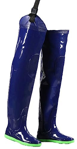 IBOWZ Waders Pesca Stivali da Pescatore Impermeabili in PVC Alti 80 cm, Stivali da Pioggia Lunghi Fino al Ginocchio, per Pesca all'aperto/acquacoltura