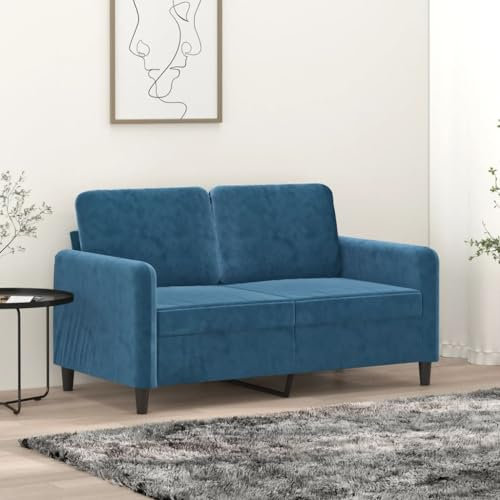 Willood 2 Sitzer Sofa mit Schlaffunktion Couch für Wohnzimmer Schlafzimmer Blau 120 cm Samt