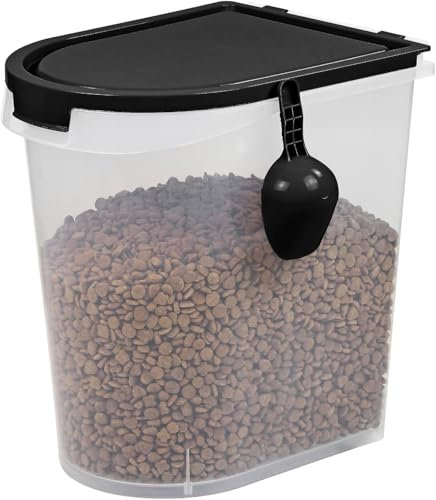 Greenfields 36L Airtight Pet Food Storage Container With Scoop Up to 33 lbs Treats For Pet Dog Cat Animal 15kg Dry Food Dispenser With Casters (Black)