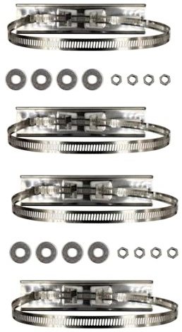 Rhinenet Sign Mounting Bracket, Pole Mounting Kits, 304 Stainless Steel Brackets with Adjustable 30-200mm Clamp Hardware Outdoor Waterproof for Junction Box and Electrical Boxes, 4 Set