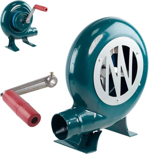 Drphiru Hand Crank Blower, 200W Fire Blower with Hand Crank, Heat Up Coal Portable Blacksmith Furnace, High Pressure Manual Fan for Home Camping, BBQ, Canteen, Small Boiler, Gasification Furnace