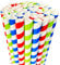 WREWING 200 Pcs Biodegradable Large-Bore Boba Straws - Colorful Striped, Eco-Friendly Paper Drinking Straws, Individually Wrapped for Juice & Bubble Tea (12mm x 197mm)