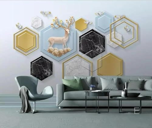 Tzxztt Oiseau Orignal GéOméTrique StéRéOscopique à Hexagone Papier Peint 3d Moderne En Soie GaufréE MatéRiau IdéAl Pour Le Salon Et La Chambre à Coucher-350cm×256cm
