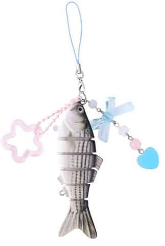Mikovivi Fish Keychain, Funny Cute Fish Key Chain Key Ring Keyring Fisherman Charms for Women Fishing Lovers Fishing Keychain for Phone Bag Purse Charms Car Gifts Accessories