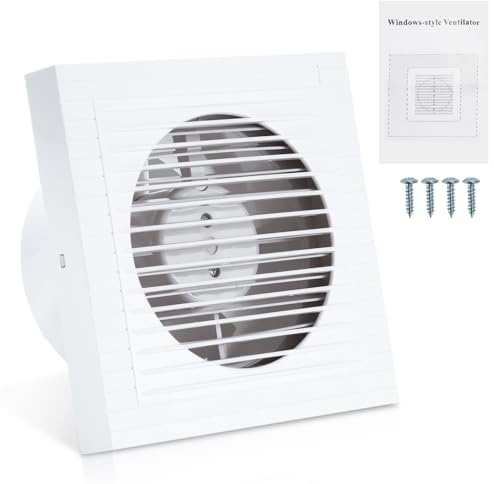 Monucep Badlüfter 150mm WC Lüfter mit Rückstauklappe, 300 m³/Std Abluftventilator Wandventilator Fenster Ventilator für Bad Küche Schlafzimmer Garage