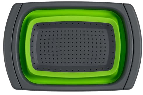 SUNNYNEST 1PCS Washing Basket Colander Strainer Over The Sink Green | Vegetable/Fruit Colanders Strainers with Extendable Handles for Vegetables Fruits
