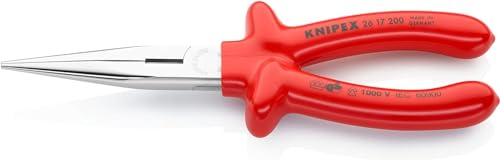 Knipex Pinza per Meccanica - con Becchi Mezzotondi con Tronchese (Pinza A Becchi Di Cicogna) Cromata, Isolati Ad Immersione, Collaudati Vde 200 Mm 26 17 200