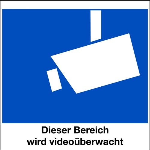 Schild Alu Dieser Bereich wird videoüberwacht 150 x 150 mm (Videoüberwachung, Überwachungskamera, Video, Kamera) wetterfest