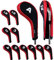 Andux Number Print Golf Iron Club Head Covers Long Neck with Zipper 12pcs/Set Black/red