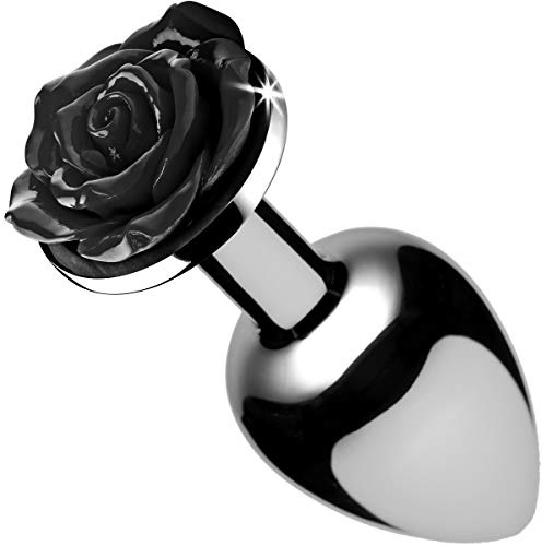 XR Brands Booty Sparks Black Rose Anal Plug, Medium