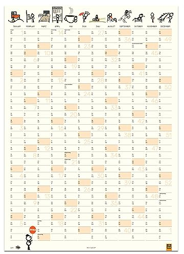 MEYCARD - A2H Wandkalender 2025, Posterkalender, Jahresplaner, Hochformat DIN A2, gerollt