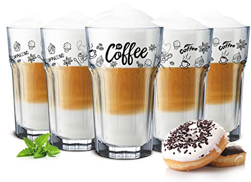 Sendez 6 Kaffeegläser 300ml Latte Macchiato Gläser Teeggläser Cocktailgläser Caipirinha (Ohne Löffel)