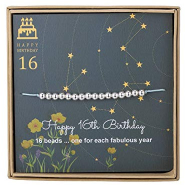 Sweet 16 Gifts for Girls - Sterling Silver Bead Bracelet for 16th Birthday Gift, Adjustable Jewelry 7 - 9 Cord