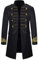 AmyGline Steampunk Herren Mantel Vintage Frack Jacke Gothic Smocking Gehrock Stehkragen Anzug Abendkleid Uniform Gestickter Knopf Mäntel Cosplay Kostüm