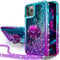Silverback for iPhone 11 Pro Case, Moving Liquid Holographic Glitter Sparkly Case with Kickstand, Bling Diamond Ring Shockproof Protective Cover for Girls Women for iPhone 11 Pro 5.8 inch -Purple