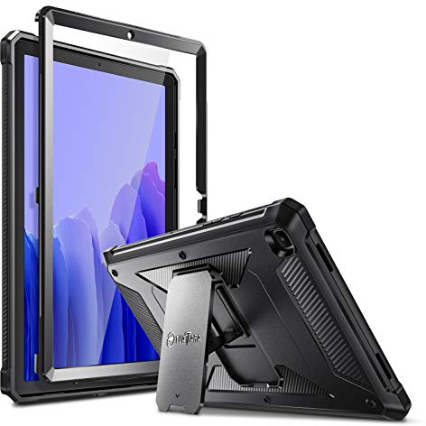 FINTIE Coque Antichoc pour Samsung Galaxy Tab A7 10.4 Pouces 2022/2020 - Étui Protection d'Écran Intégrée Housse avec Béquille Pochette, Noir