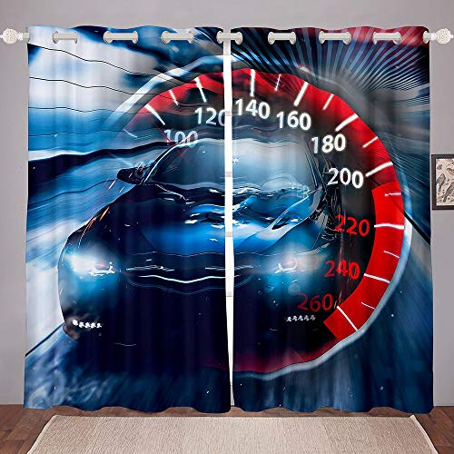 Homewish Racing Auto Fenster Drapes Speed Car Fenster Behandlungen Sportwagen Racer Fenster Vorhänge Schwarz Automobil Vorhänge FÜR Kinder Jungen Extreme Sport Spiel Grommet Vorhänge 46 X54