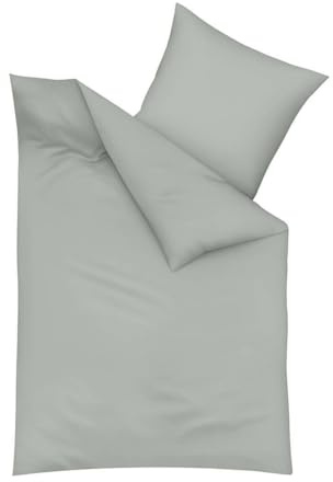 Traumschlaf Feinbiber Bettwäsche Uni – Warme Winterbettwäsche aus 100% Baumwolle – kuschelig angeraut, atmungsaktiv & hautfreundlich – mit Reißverschluss – 155x220 cm + 80x80 cm, grau