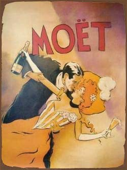 Inga Poster, Motiv: Wein Champagner, Vintage-Stil, Metall, Werbung, Wandschild, Blechschild, Metalldekoration, A4, 20,3 x 30,5 cm