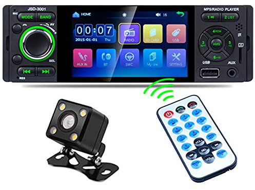 Autoradio Bluetooth Carplay Anroid Auto1 DIN Auto radio Multimedia Video Player Touch Screen da 4,1 Bluetooth Mirror Link Auto Porta di ricarica USB/Tipo C Unità principale con telecamera posteriore