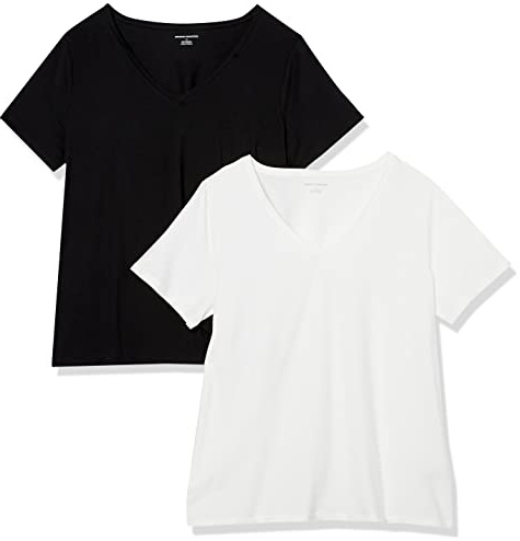 Amazon Essentials Femme T-shirt À Manches Courtes et Col En V, Grande Taille