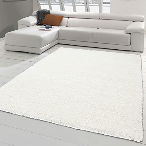 Teppich-Traum Flauschiger Shaggy Gästezimmer Teppich | pflegeleicht & strapazierfähig | in Creme, Größe 200 x 290 cm