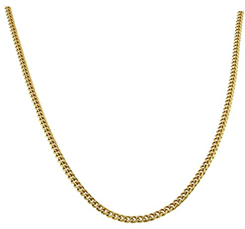 Original italienische Panzer 18kt vergoldet 3mm Länge 42cm, Halskette Herren-Kette Goldkette Damen Geschenk Schmuck ab Fabrik Tendenze-Italy