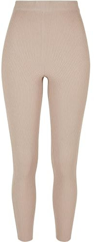 Urban Classics Damen Ladies Rib Knit Leggings lighttaupe, XXL