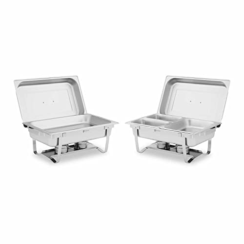 Royal Catering RCCD_RT20_2X9L Chafing Dish Set da 2 pezzi, 2 x 8 l, con contenitore GN