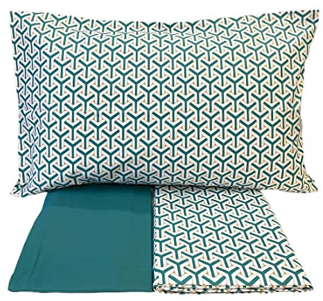 Cassera Casa Completo Lenzuola Piazza E Mezza Escher Puro Cotone Made in Italia