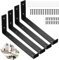 WHATWEARS 4 Pcs Black Heavy Duty Shelf Brackets, 5/8/9/10 Rustic Industrial L Shape Iron Brackets With Screws and Anchors (10 Inch)