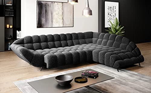 DomiMeble modernes Ecksofa Gappa - aus hochwertigen Materialien - schlicht, funktional und bequem - hochelastischer Schaumstoff - mit elektrisch verschiebbarer Sitzfläche (Luisiano 17 rechte Seite)