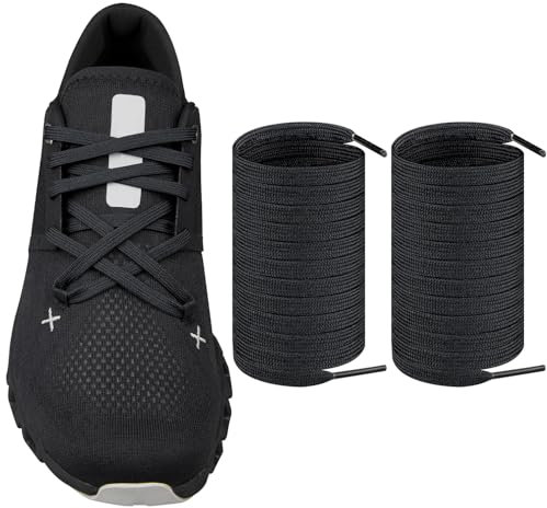 Endoto Schnürsenkel für On Cloud X3, X4, Shift, Cloudflow, Cloudwift, Cloudmonster Running Laufschuhe, Ersatz Flache Breit Schuhbänder Shoelaces Laces (Schwarz, 50 Zoll)