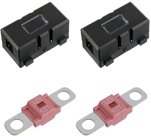 BOJACK Lot de 2 ANS Porte Fusibles de Voiture et 2 Fusibles Midi Boulonnés à Courant élevé 125A pour Voitures, Camions, Véhicules