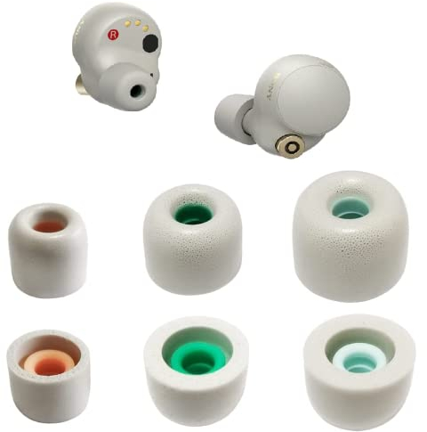 Black Stork 3 pairs (6 pcs) Memory Foam earbuds Replacement for Sony WF-1000XM4 / 1000XM3 Linkbuds WF-C500 (Grey)