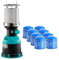Intec - Lámpara de gas 450 W piezo carcasa ABS linterna camping + 8 cartuchos de gas butano 190 gr