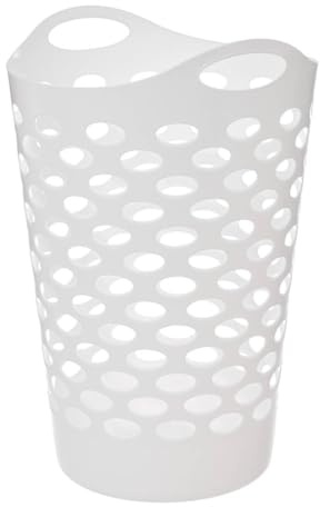 5five – Flexibler Wäschekorb, 60 l, Weiß – Belüftungslöcher – leicht – ergonomische Griffe für einfachen Transport – weicher Aufbewahrungskorb