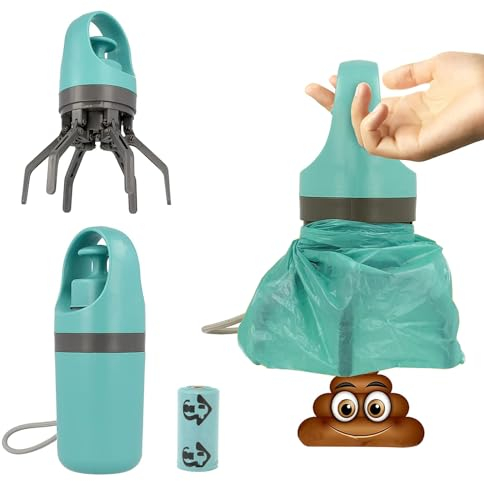 XPAPOV Pooper Scooper, Portatile No Touch Poop Scooper per Cani di Taglia Piccola, Media e Grande, con 15 Sacchetti e Contenitore per rifiuti a Prova di perdite