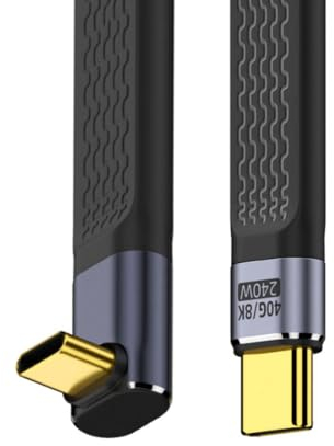 chenyang Cable corto USB C USB4 de 40 Gbps, 240 W, 100 W, 8 K, plano, delgado, FPC, cable de extensión de datos para laptop, teléfono, 13 cm, ángulo de 90 grados