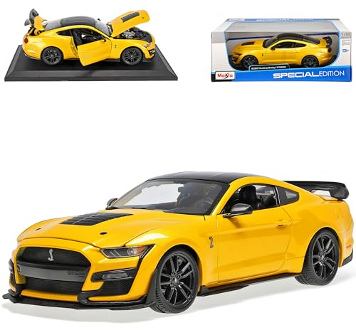 Ford Shelby Mustang GT500 Snake VI Coupe Gelb mit Schwarz Modell Ab 2014 Version Ab 2020 1/18 Modell Auto