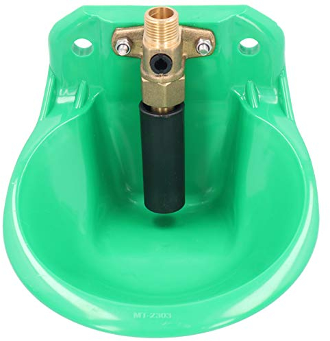 Viehtränke für Wasserfass, Tränkebecken Schwein aus Kunststoff, 8,7 x 7,1 x 5,5 Zoll, mit Kupferventil Ausgestattet, Grün, Wassernapf, für Schweine, Rinder, Schafe