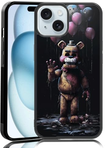 MMYAJT Black Cute Phone Case Fit for iPhone 15, TPU Shockproof Protective iPhone Case Horror Video Game Phone Cover Gift for Boy Girl Men Women